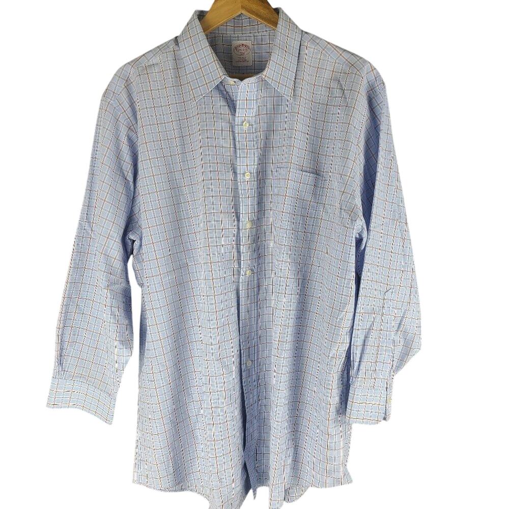 Brooks Brothers Non-Iron Button Up Shirt Long Sleeve Blue SIze 17.5